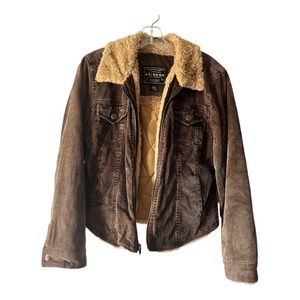Y2K Brown Corduroy Arizona Jacket Fur Collar